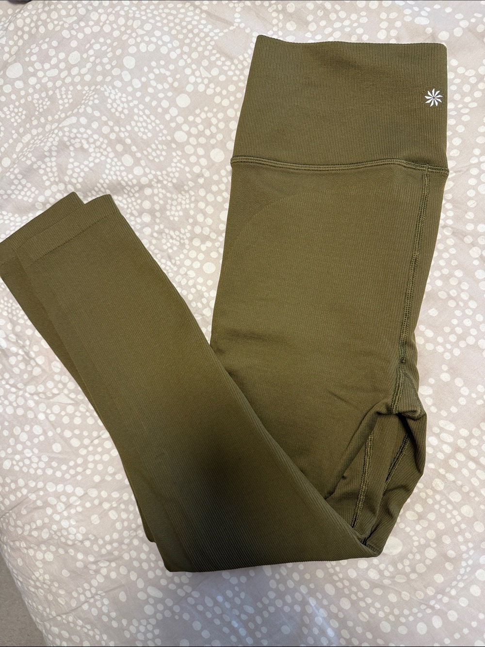 Athleta Olive Green Ribbed Leggings